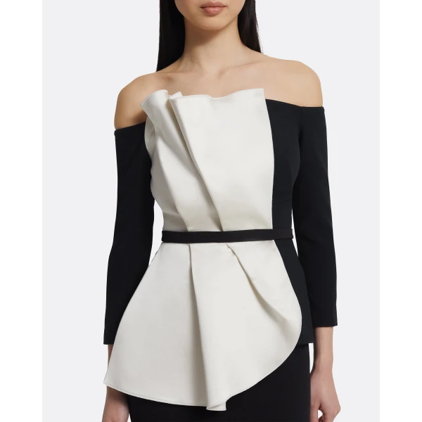 Safiyaa Yuka Top in Ivory On Black, view 5