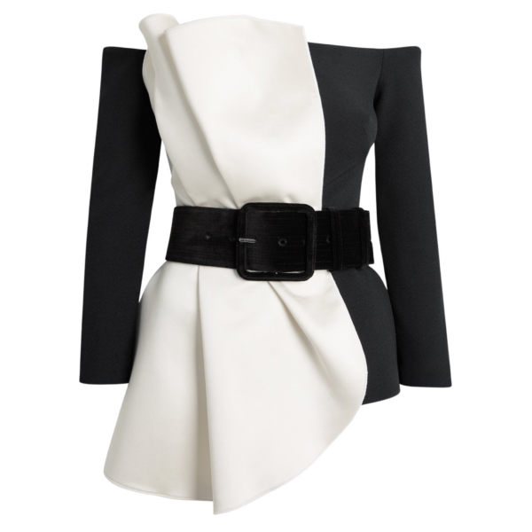 Yuka Top in Ivory On Black