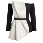 Yuka Top in Ivory On Black
