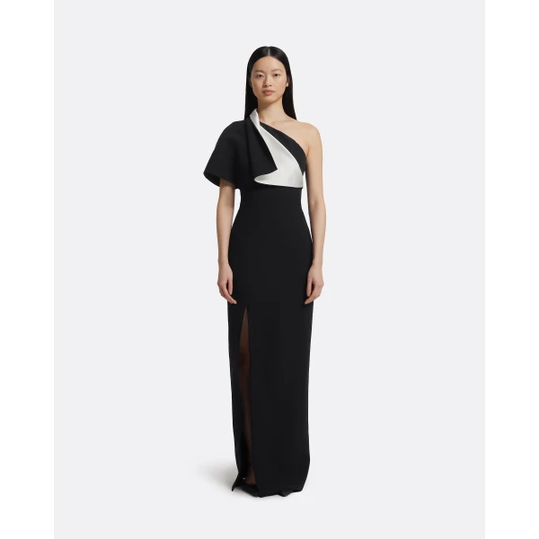 Safiyaa Yume Long Dress in Ivory on Black, view 2