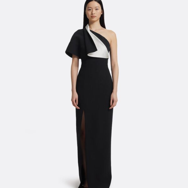 Yume Long Dress in Ivory on Black - Image 2