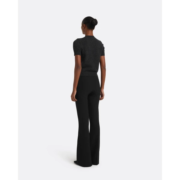 Safiyaa Zade Knitted T-Shirt in Black Melange Top, view 3