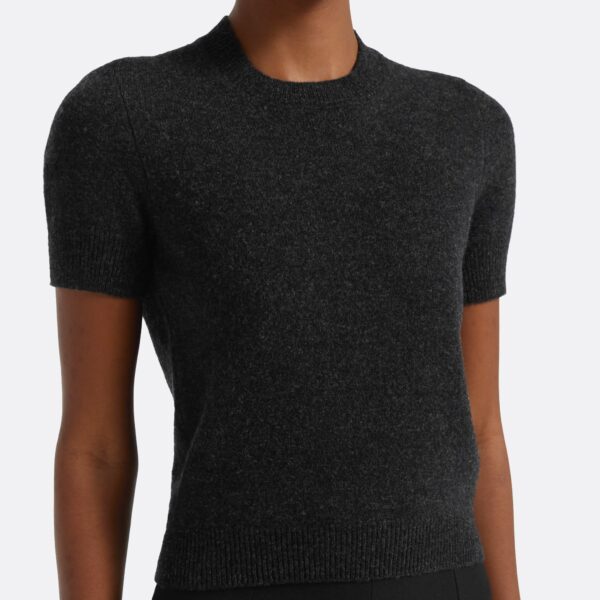 Zade Knitted T-Shirt in Black Melange - Image 4