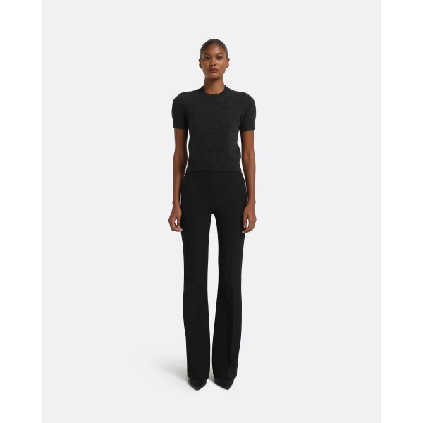 Safiyaa Zade Knitted T-Shirt in Black Melange Top, view 5