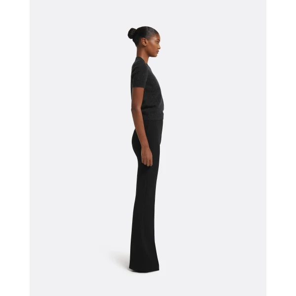 Safiyaa Zade Knitted T-Shirt in Black Melange Top, view 6