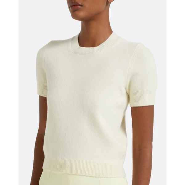 Safiyaa Zade Knitted T-Shirt in Ivory Top, view 4