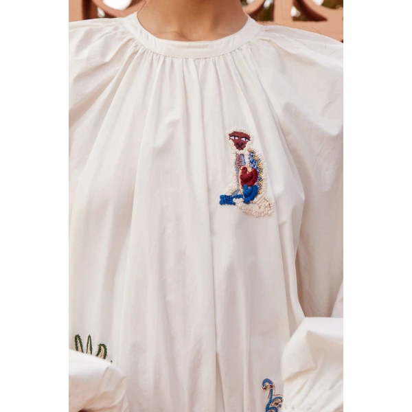 Alemais Carmine Embroidered Mini Dress