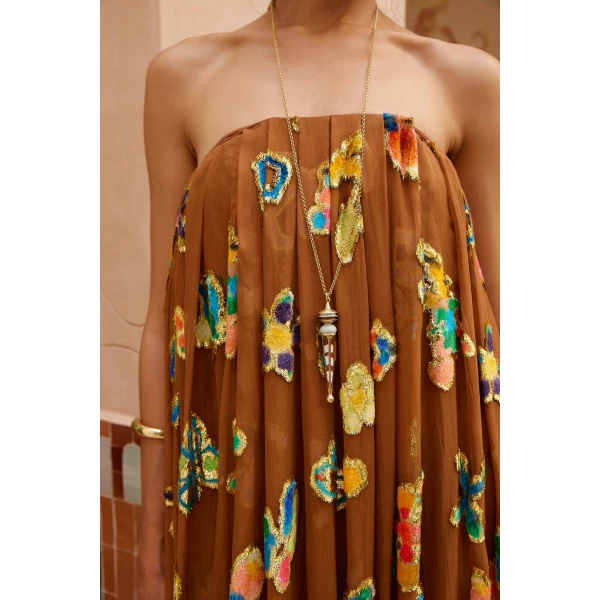 Alemais Golden Metallic Strapless Gown