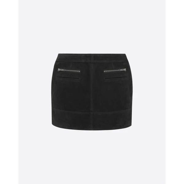 Alex Perry Biker Mini Skirt in Suede, view 4
