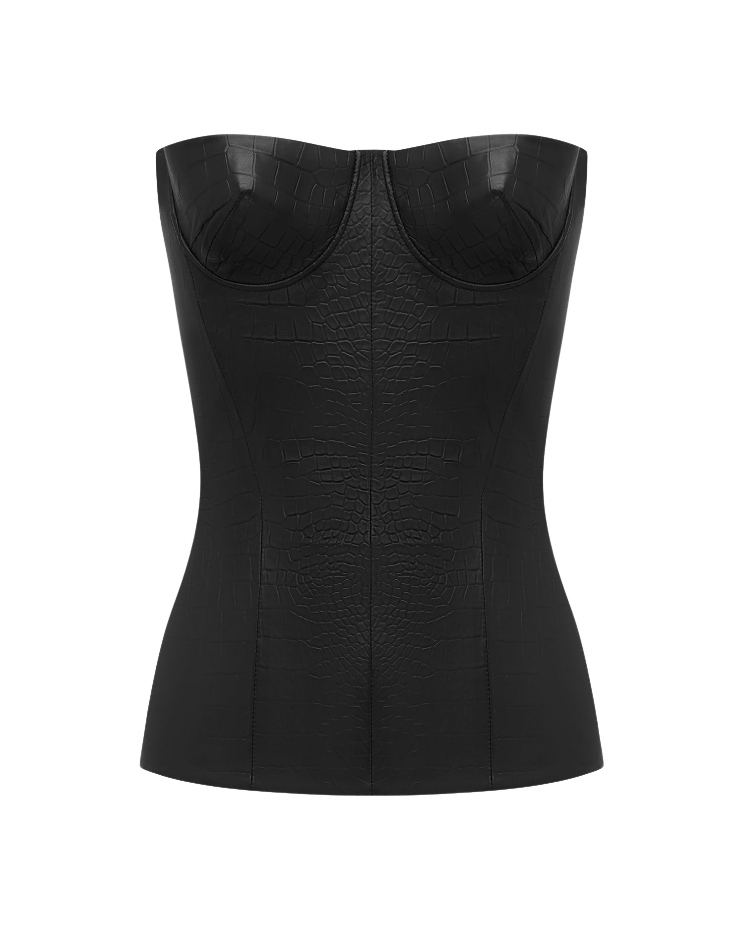 Alex Perry Longline Corset in Embossed Leather Top