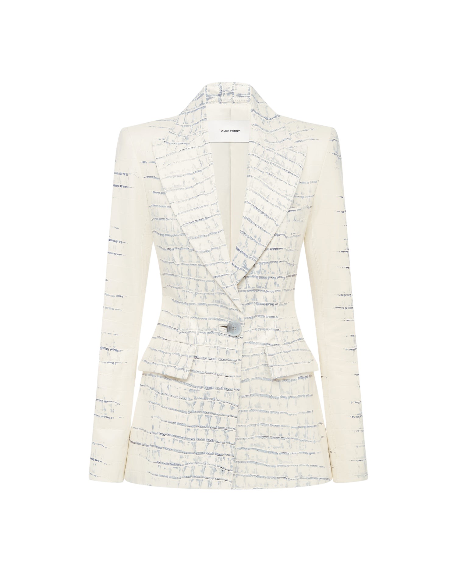 Alex Perry Single Breasted Fitted Blazer in Embossed Leather