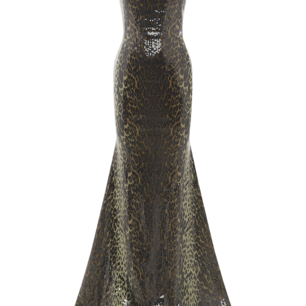 Alex Perry strapless gown in sequin stretch mesh, a sculptural red-carpet evening column
