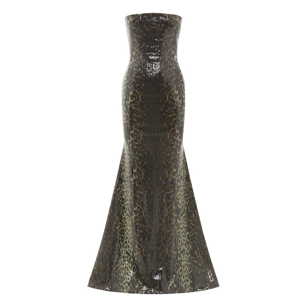 Alex Perry strapless gown in sequin stretch mesh, a sculptural red-carpet evening column