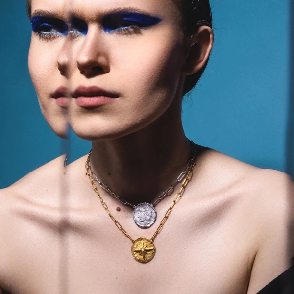 Alexandra Hakim Golden Moral Compass Necklace, view 2