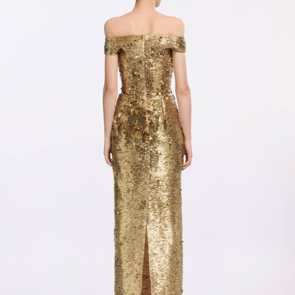Elie Saab Bead Embroidered Golden Dress in Gold featuring 70% Polyester