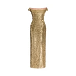 Elie Saab Bead Embroidered Golden Dress in Gold featuring 70% Polyester