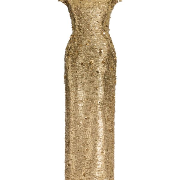 Elie Saab Bead Embroidered Golden Dress in Gold featuring 70% Polyester