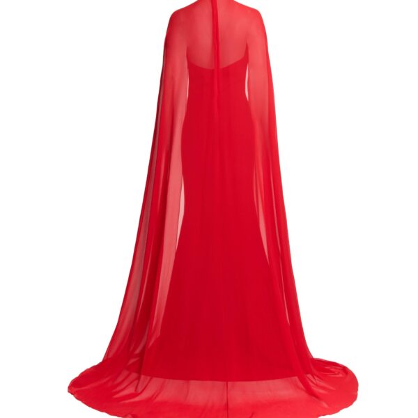 Elie Saab Cady & Silk Long Dress in Red featuring 66% Silk