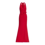 Elie Saab Long Cady Dress With Bow Detail in Red featuring 50% Silk