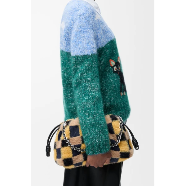LOEWE Medium Flamenco Purse In Jacquard Knit, view 2