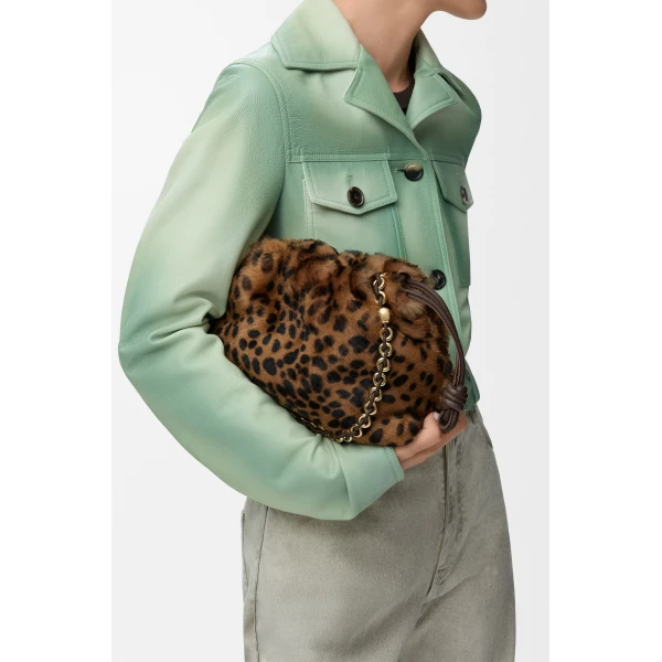LOEWE Medium Flamenco Purse In Printed Shearling, view 2