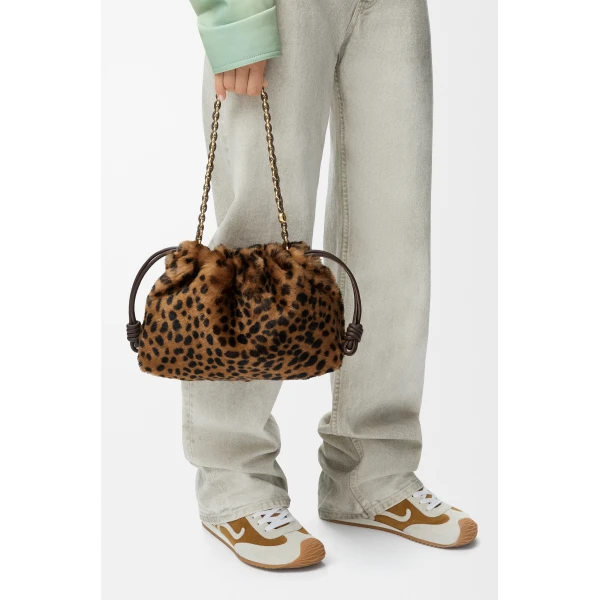 LOEWE Medium Flamenco Purse In Printed Shearling, view 3