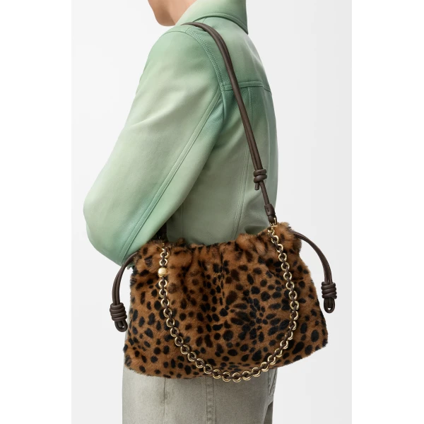 LOEWE Medium Flamenco Purse In Printed Shearling, view 4
