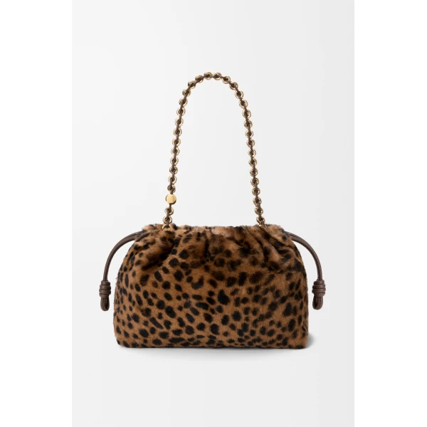 LOEWE Medium Flamenco Purse In Printed Shearling, view 5