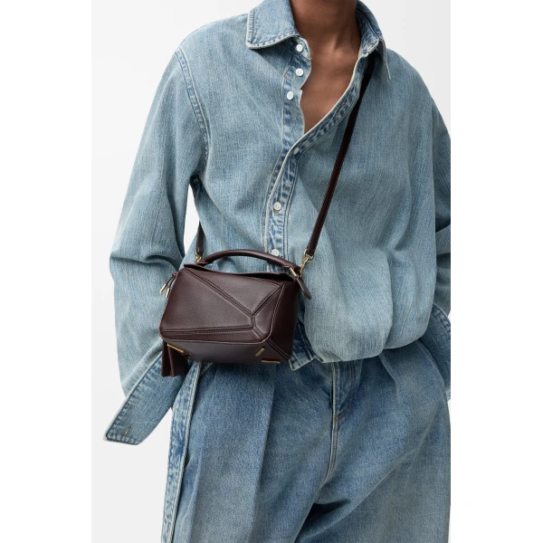 LOEWE Mini Featherlight Puzzle Bag In Nappa Lambskin, view 3