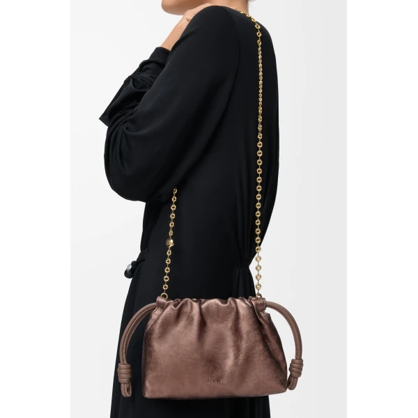 LOEWE Mini Flamenco Purse In Moiré Printed Calfskin, view 3