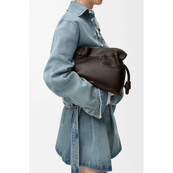 LOEWE Panta Medium Flamenco Clutch In Shiny Calfskin, view 2