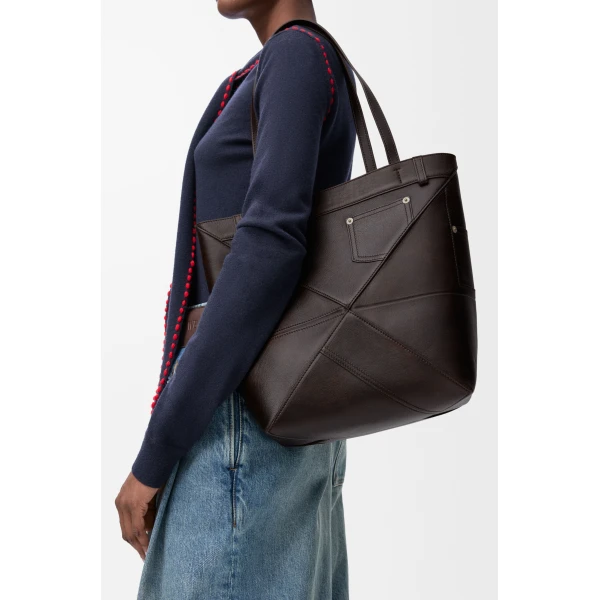 LOEWE Panta Medium Puzzle Fold Tote In Shiny Calfskin, view 3