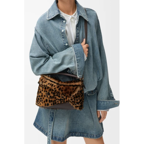 LOEWE Small Puzzle Edge Bag In Printed Shearling, view 3