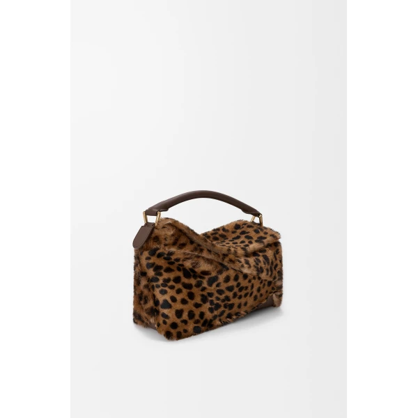 LOEWE Small Puzzle Edge Bag In Printed Shearling, view 4