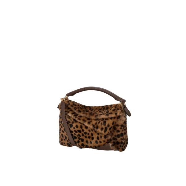 Small Puzzle Edge Bag In Printed Shearling