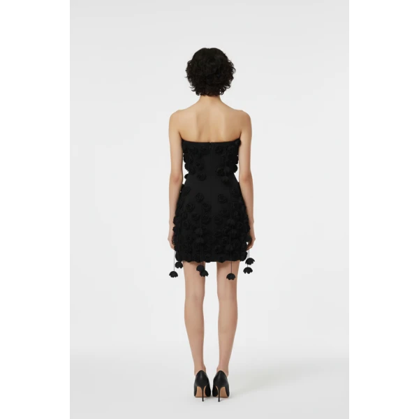 Loulou The Brand Black Rose Mini Dress, view 3