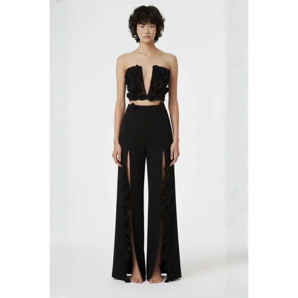 Loulou The Brand Black Rose Strapless Bustier Top, view 2