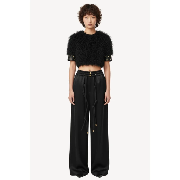 Loulou The Brand Black Silk Satin Trousers, view 2