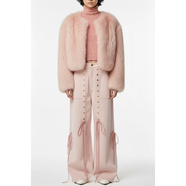 Loulou The Brand Blush Studded Drawstring Trousers, view 2