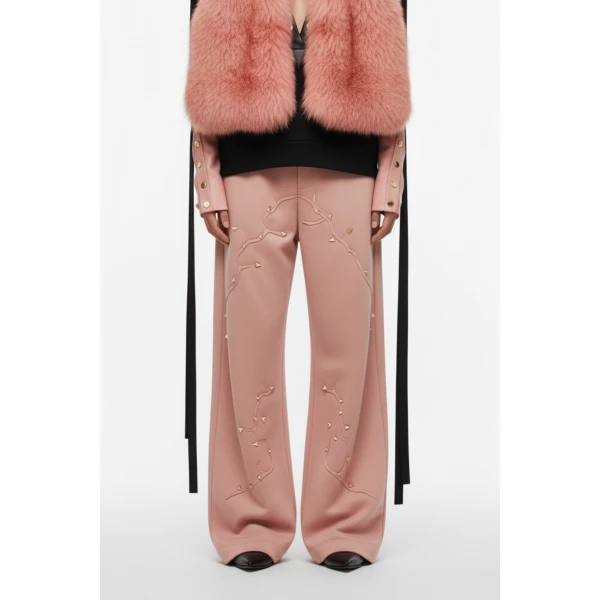 Loulou The Brand Blush Thorn Embroidered Trousers, view 2