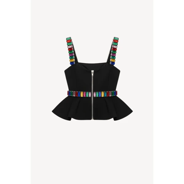 Loulou The Brand Crystal Peplum Top, view 3