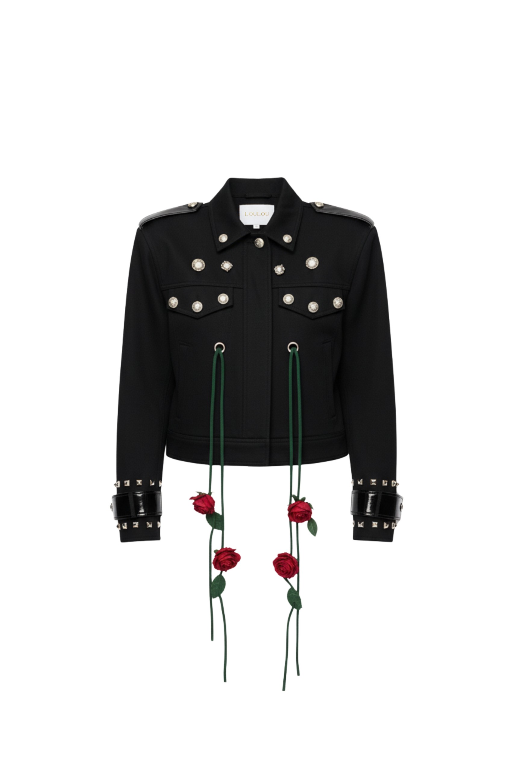 Loulou The Brand Denim Jacket With Floral Drawstrings