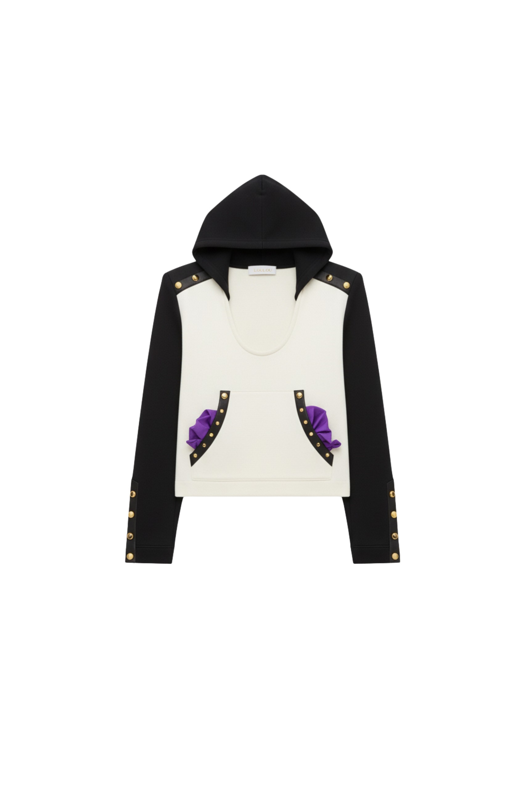 Loulou The Brand Dual-Tone Hoodie With Studs