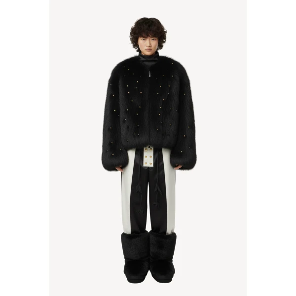 Loulou The Brand Faux Fur Jacket In Black, view 2