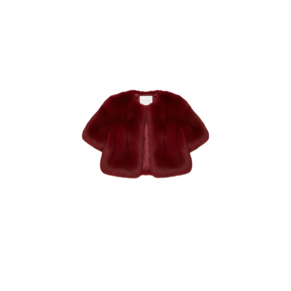 Faux Fur Jacket In Bordeaux