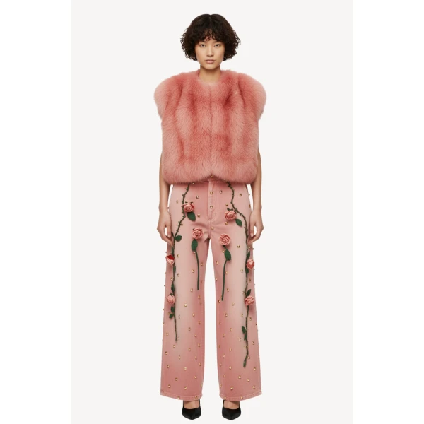 Loulou The Brand Faux Fur Vest In Blush, view 2