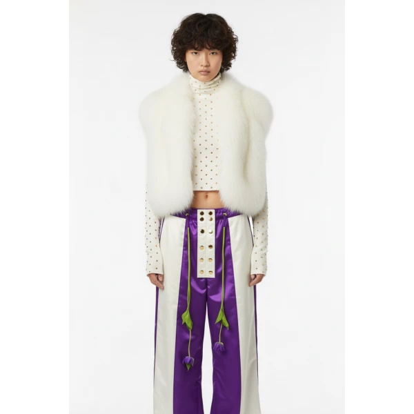 Loulou The Brand Faux Fur Vest In Ivory, view 2