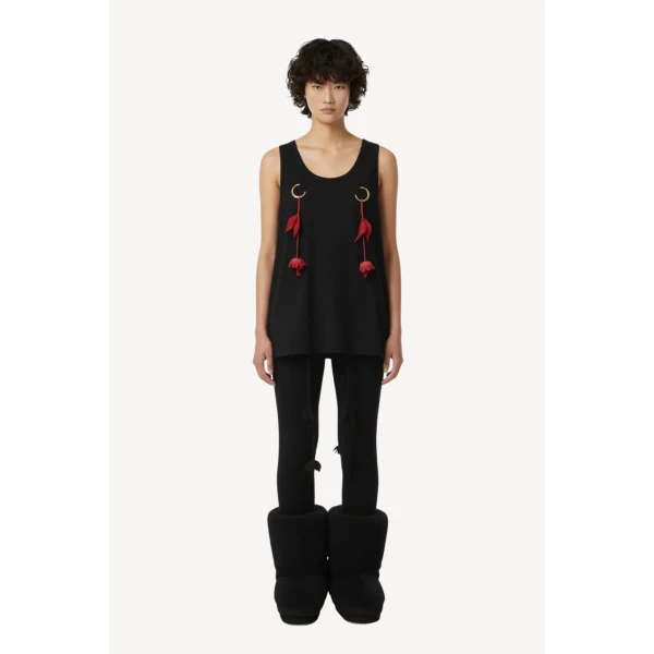 Loulou The Brand Jersey Tank Top With Floral Pendants, view 2