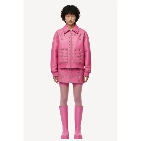 Loulou The Brand Leather Jacket In Pink, view 2
