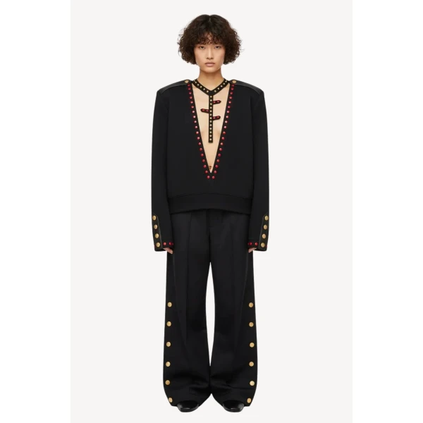 Loulou The Brand Military Studded Wool Trousers, view 2